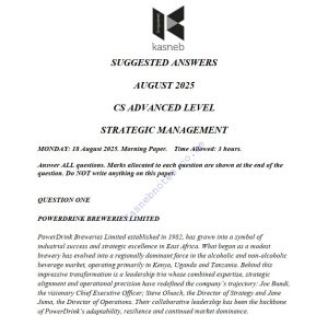 August 2025 Strategic Management Past Paper Answers