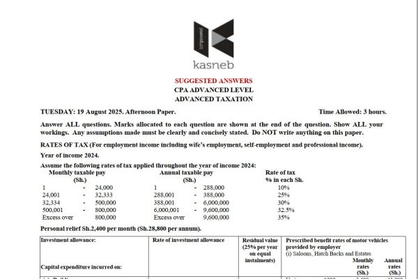 Advanced Taxation August 2025 Answers