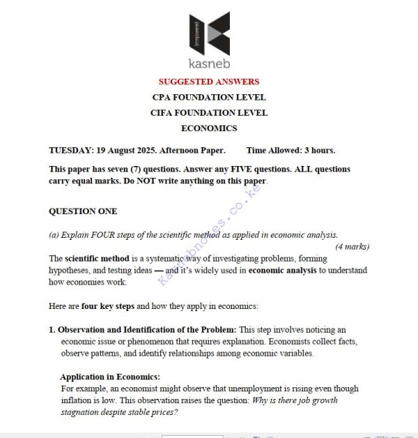 August 2025 Economics past paper answers