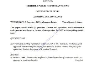 DECEMBER 2025 CPA Auditing and Assurance Past Paper answers