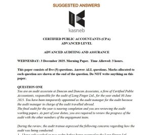 December 2025 CPA Advanced Auditing and Assurance Past papers with answers