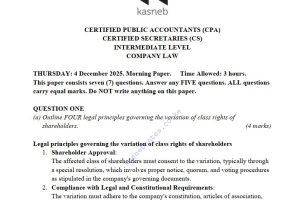 Download December 2025 CPA CS Company Law Past Paper answers in Pdf form