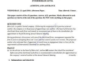 Auditing and Assurance April 2026 Answers