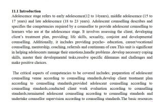 Adolescent counselling
