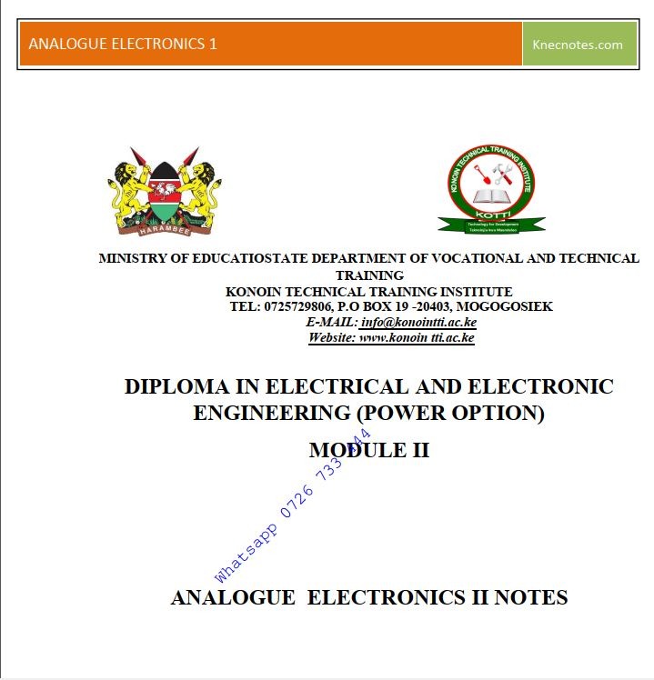 Analogue Electronics II KNEC Diploma notes