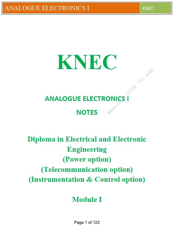 Analogue Electronics I Notes