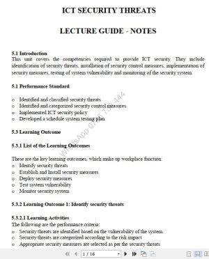 Control ICT Security threats Pdf notes