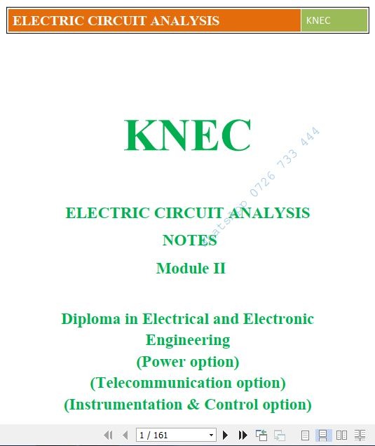 Electric Circuit Analysis KNEC Pdf Notes