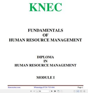 Fundamentals of Human Resource Management(FHRM) Pdf notes KNEC Diploma