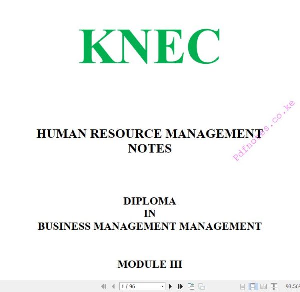 Human Resource Management Pdf notes KNEC Diploma in Business Management