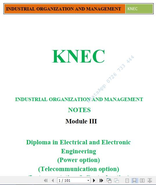 Industrial Organization and Management (IOM) KNEC Pdf notes