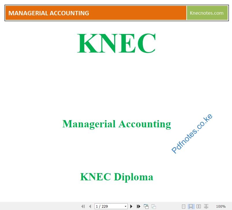 Managerial Accounting Pdf notes KNEC Diploma
