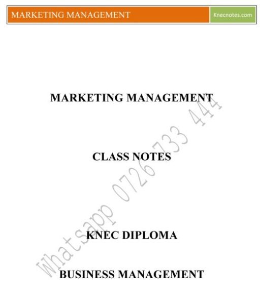 Marketing Management Notes KNEC Diploma