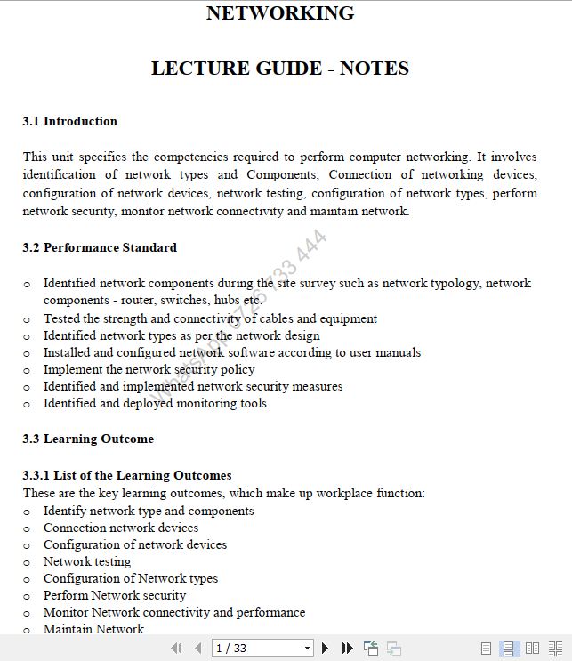 Perform computer Networking Pdf notes TVET CDACC Level 6 CBET
