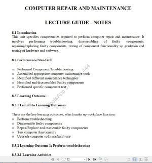 Perform computer repair and Maintenance Pdf notes