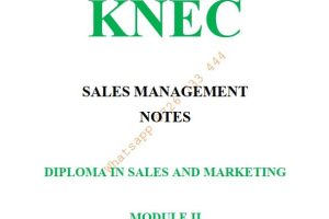 Sales Management Pdf notes KNEC