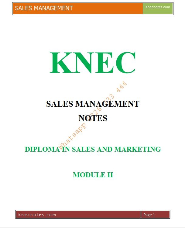 Sales Management Pdf notes KNEC