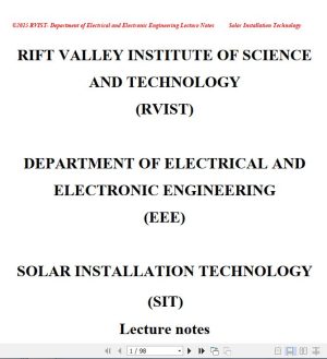 Solar Installation Technology pdf notes KNEC