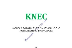 Supply Chain Management and Purchasing Principles Pdf notes