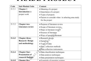 Trade Project Guidance notes