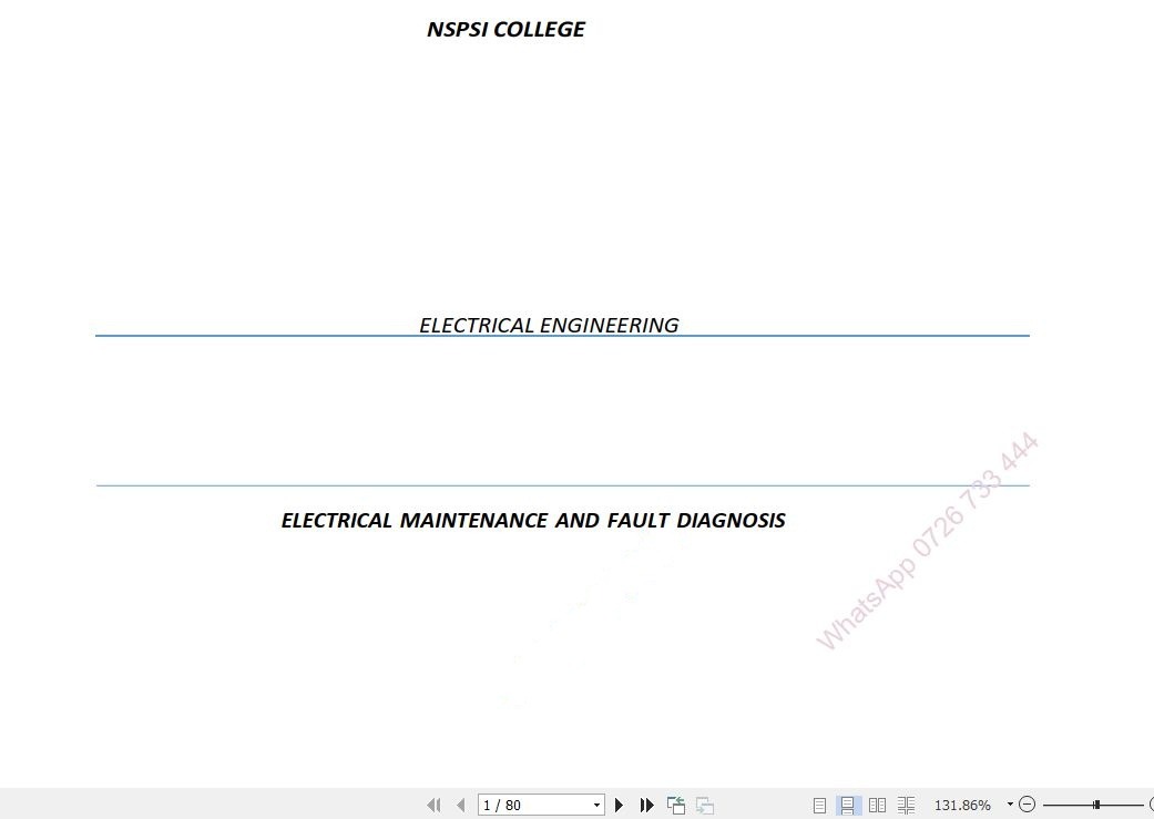 Electrical Maintenance and Fault Diagnosis(EMFD) Pdf notes KNEC Certificate