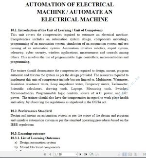 Automation of Electrical Machine/Automate an Electrical Machine Learning Guide Pdf notes TVET CDACC Level 6