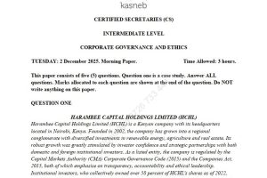 December 2025 Corporate Governance and Ethics Past Paper Answers
