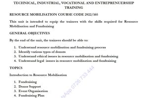 Resource Mobilisation and Funding KNEC notes pdf