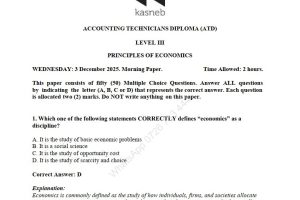 Principles of Economics December 2025 ATD Level III Answers