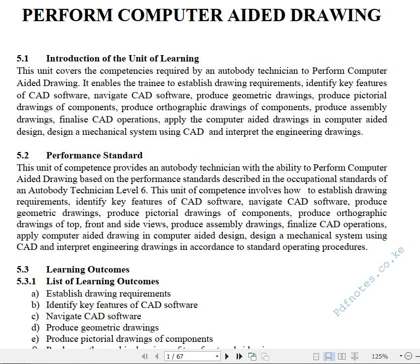 Computer Aided Drawing Pdf notes TVET CDACC Level 6