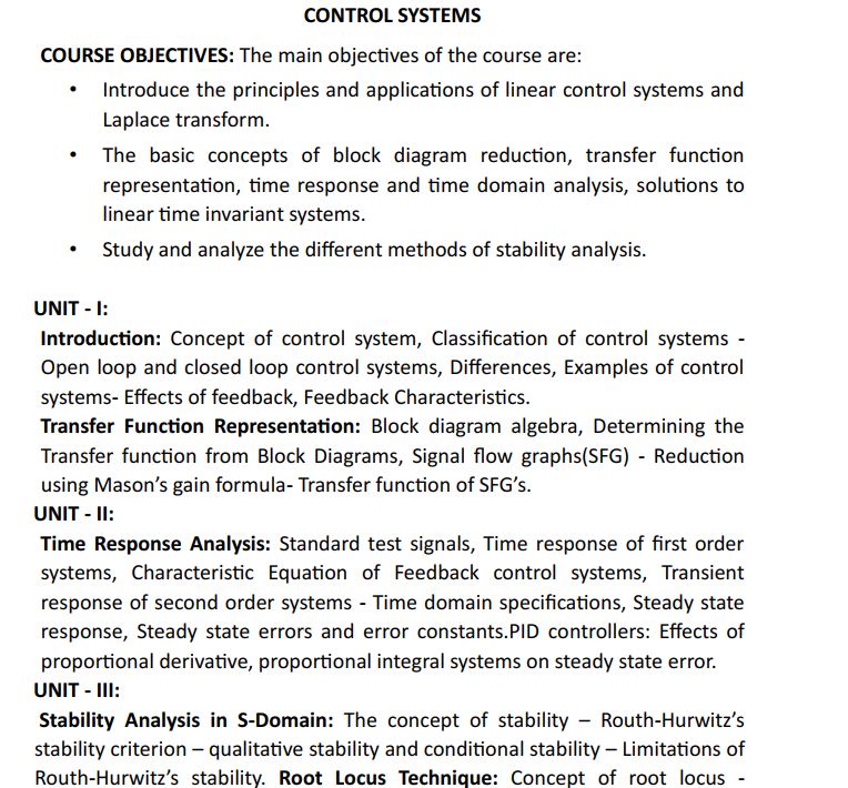 Control Systems Pdf notes
