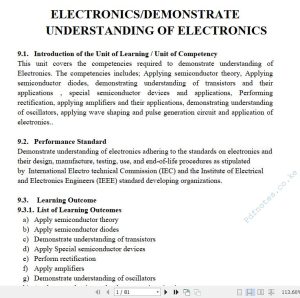 Electronics/Demonstrate Understanding of Electronics Learning Guide Pdf notes TVET CDACC Level 6