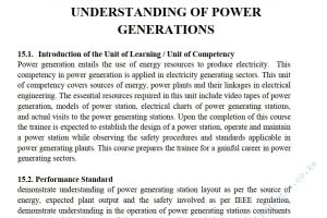 Power Generation/Demonstrate Understanding of Power Generations Learning Guide Pdf notes TVET CDACC Level 6
