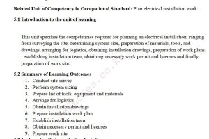 Electrical Installation Work Planning Learning Guide Pdf notes TVET CDACC Level 5