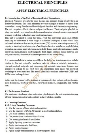 Electrical Principles Learning Guide Pdf notes TVET CDACC Level 6