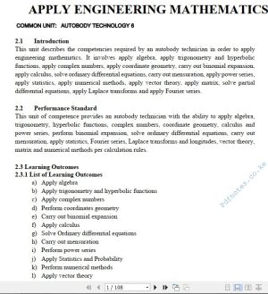 Engineering Mathematics Learning Guide Pdf notes TVET CDACC Level 6