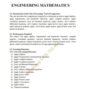 Engineering Mathematics Learning Guide Pdf notes TVET CDACC Level 6