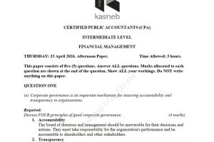 April 2026 CPA Financial Management Past Paper answers