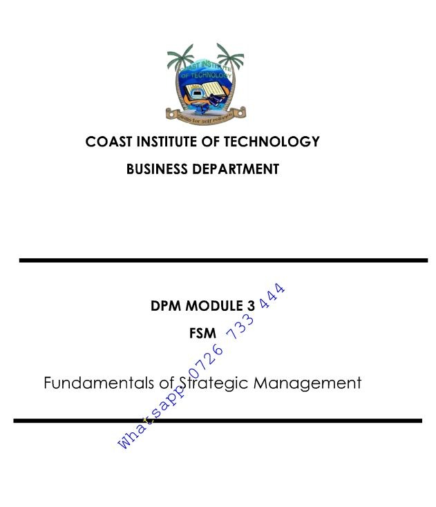 Fundamentals of Strategic Management KNEC Pdf notes