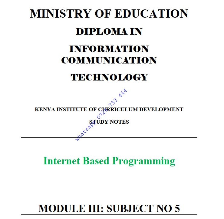 Internet Based Programming (IBP) Pdf KNEC notes