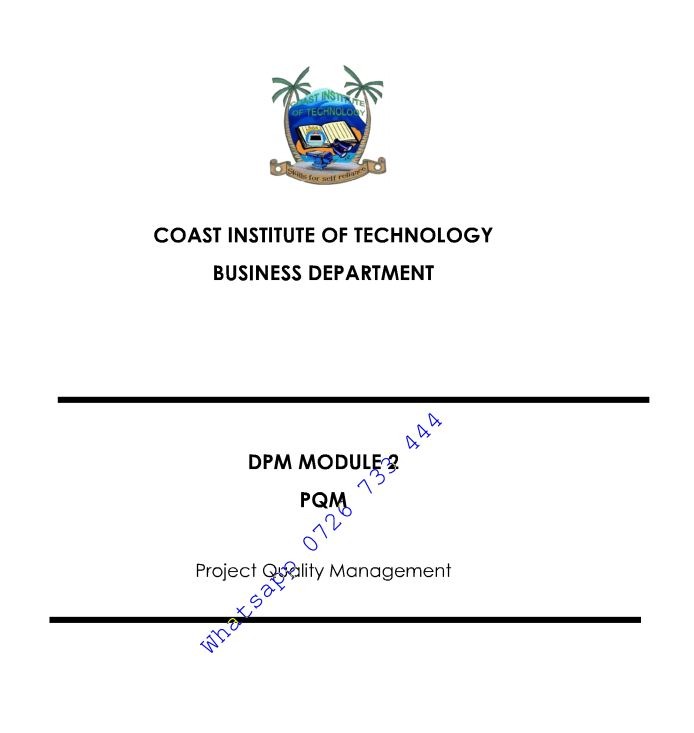 Project Quality Management KNEC pdf notes