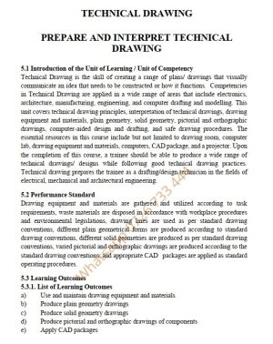 Technical Drawing Learning Guide Pdf notes TVET CDACC Level 6 (Mechanical Electrical)