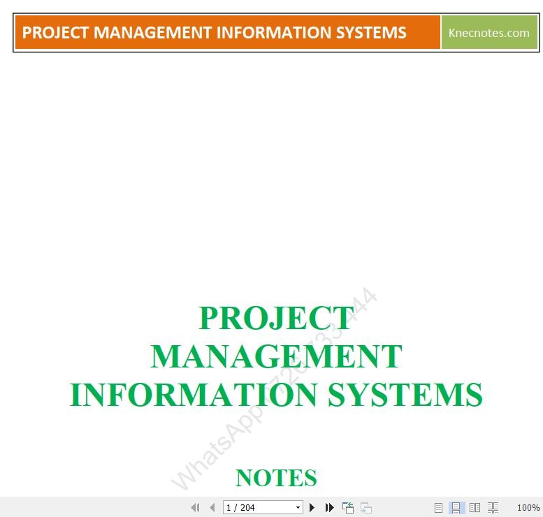Project Management Information Systems (PMIS) Pdf notes