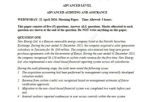 April 2026 CPA Advanced Auditing and Assurance Past papers with answers