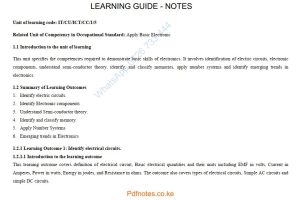 Basic Electronics Skills Pdf notes Level 5 TVET CDACC CBET