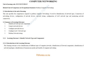 Perform Computer Networking Pdf notes Level 5 TVET CDACC CBET