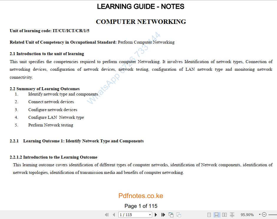Perform Computer Networking Pdf notes Level 5 TVET CDACC CBET