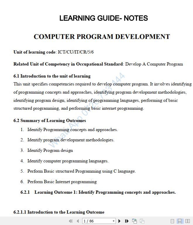 Develop Computer Program Pdf notes Level 5 TVET CDACC
