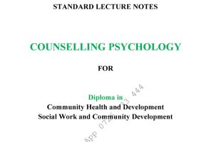 Counseling Psychology Pdf KNEC notes