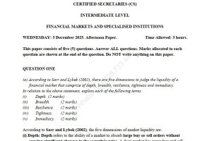 December 2025 Financial Markets and Specialised Institutions Past Paper Answers